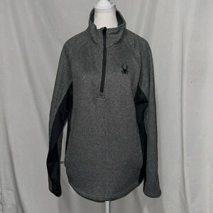 heathered gray & black Spyder half zip pullover jacket size large